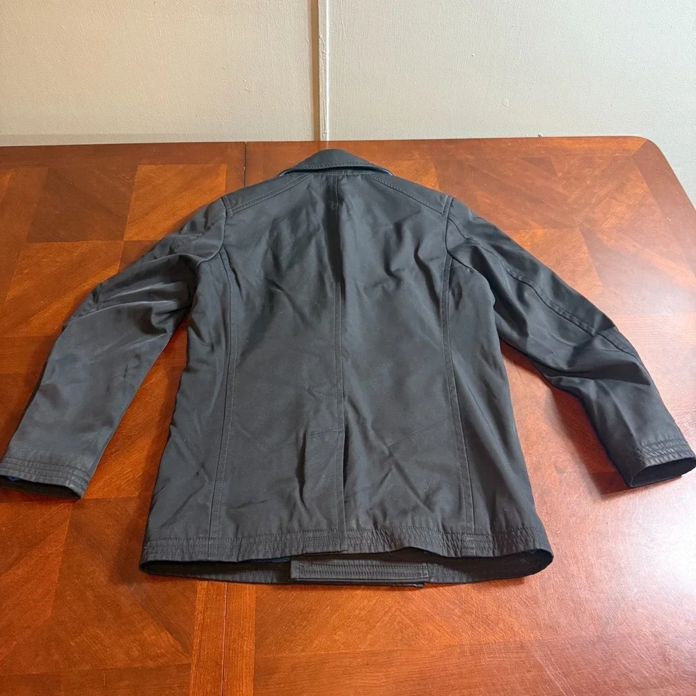 Banana Republic Black Peacoat‎ Jacket Quilted Lined Double Breasted Mens Size S